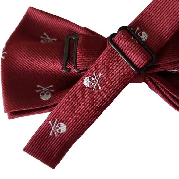 Gascoigne Bow Tie Skull & Crossbones Red White Pre-Tied Men's One Size - Picture 2 of 2